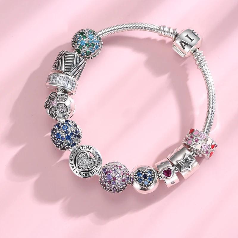 2021 новый 925 кольцо из стерлингового серебра с голубым красочные CZ клип