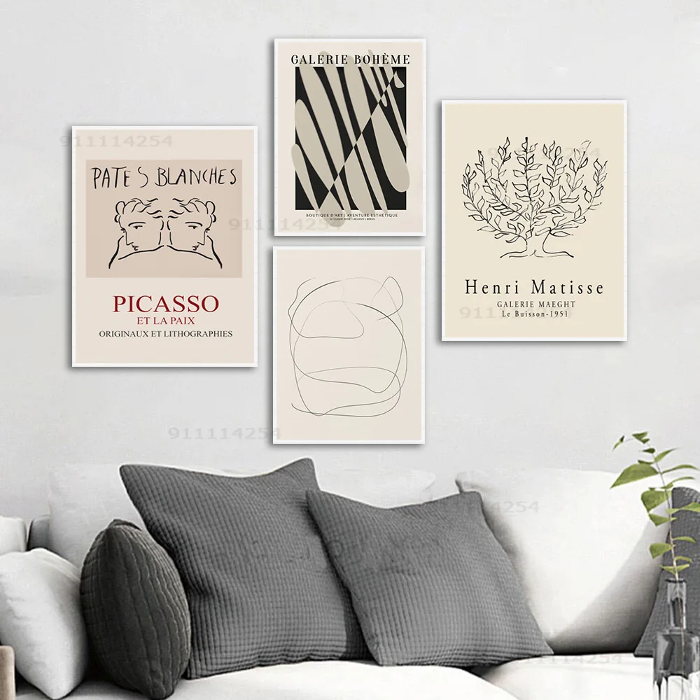 

Nordic Matisse line girl HD print decorative painting core canvas painting hotel can be customized