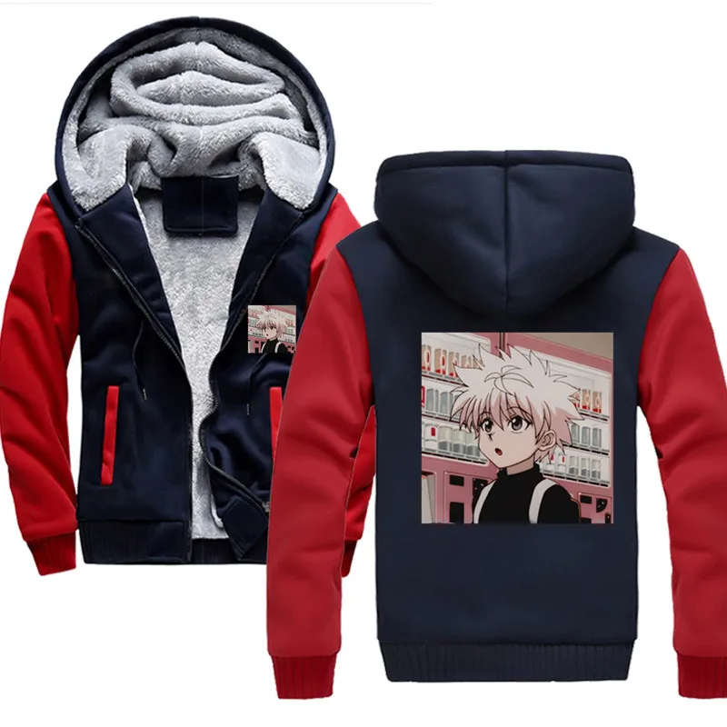 

Killua Hunter x Hunter Men's Oversized Thicken Hoodies Warm Fleece Men Hoodie Sweatshirts Hip Hop Coat Brand Winter Jacket