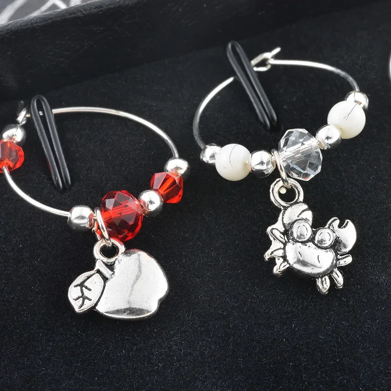 

6PCs/Box Crystal Wine Glass Charms Marks Tags for Stem Glasses Drink Markers Decoration Christmas Gift Ornaments Wine Decor