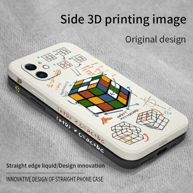 Turnkey lens  Cube Phone Case For iPhone 12 13 Pro Max 11 X XS  XR XSMAX SE2020 8 8Plus 7 7Plus 6 6S Plus Liquid Silicone Cover