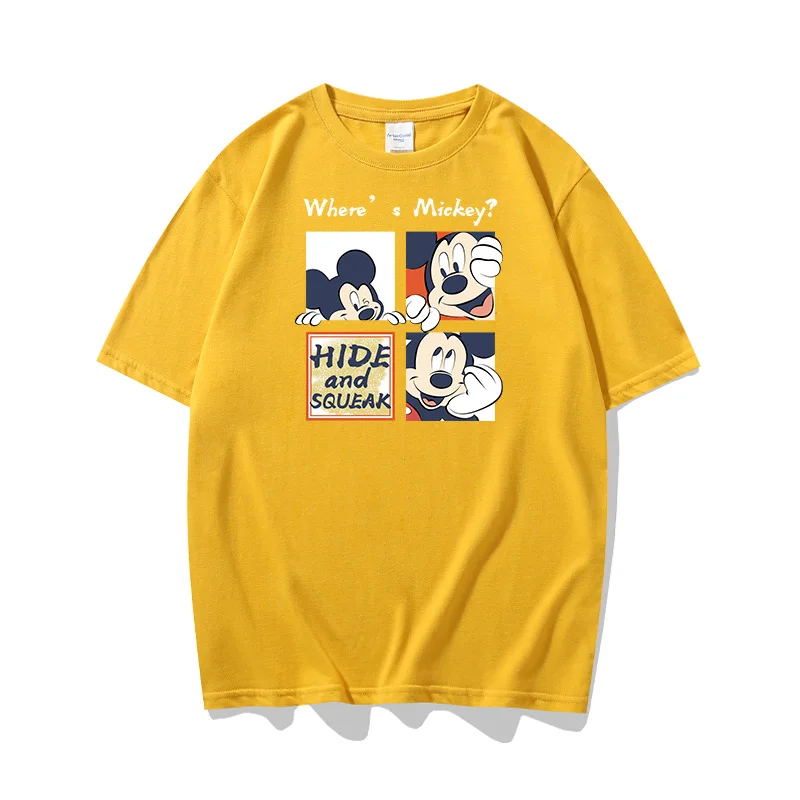 

Disney original style summer trendy pure cotton couple base shirt cartoon Mickey loose short sleeve T-shirt Youthful vitality