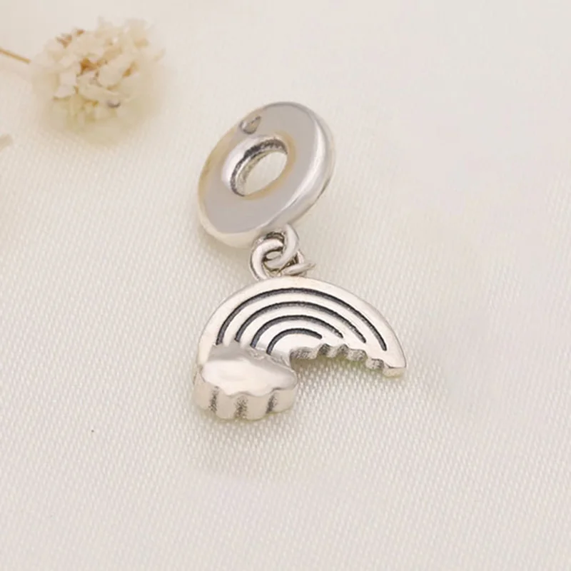 

100% 925 Sterling Silver Charm New Silver Plated Copper Rainbow Pendant Fit Pandora Women Bracelet & Necklace Diy Jewelry