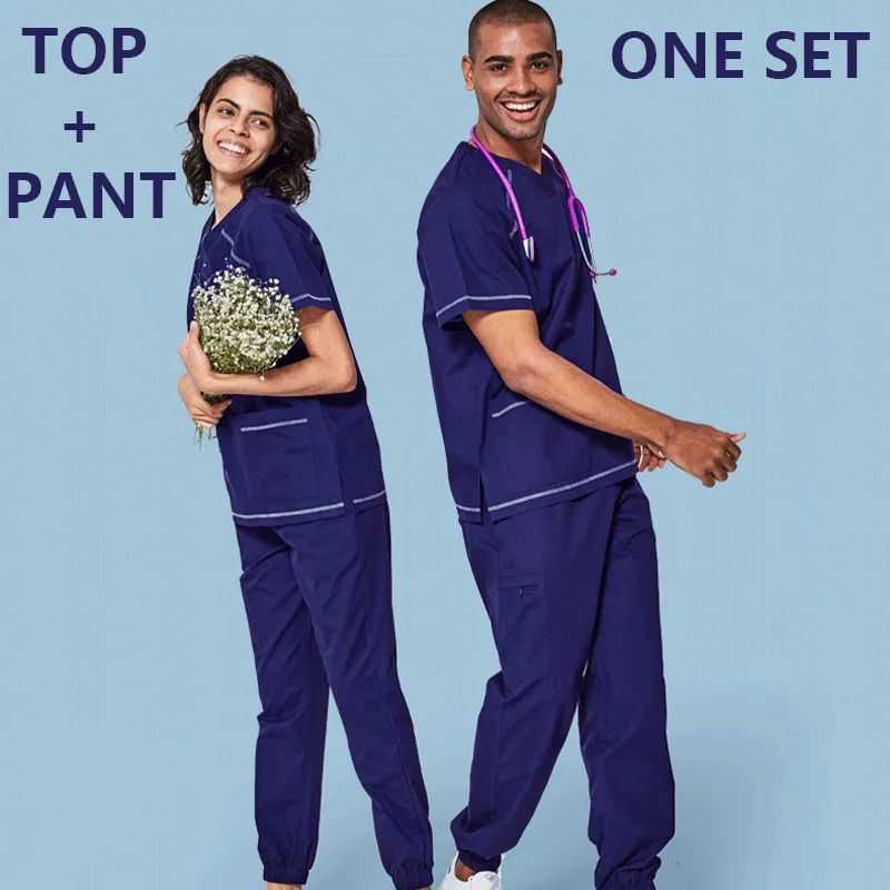 Unisex One Set Медицинский костюм униформа для женщин и мужчин больничный медицинский скраб одежда Униформа модный дизайн в обтяжку дышащая вся распродажа - Цвет: Unisex One Set