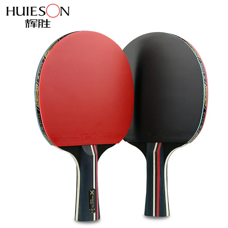 Long handle 1 пара ракетки для настольного тенниса Huieson Профессиональный резиновый ракетка для понга с короткой длинной ручкой для настольного тенниса с шариками - Цвет: Long handle
