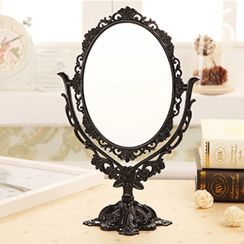 Side flowers black Высокое качество, винтажное зеркало для макияжа, настольное вращающееся зеркало с бабочкой, роза, лоза, инструмент для декора, EK-New Fastshipping - Цвет: Side flowers black