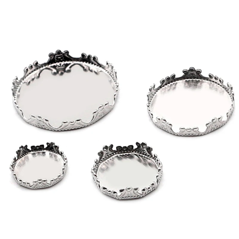 40pcs 2019 New Stainless Steel Fit 12 15 20 25mm Crown Pendant Base Jewelry Making Accessories Wholesale