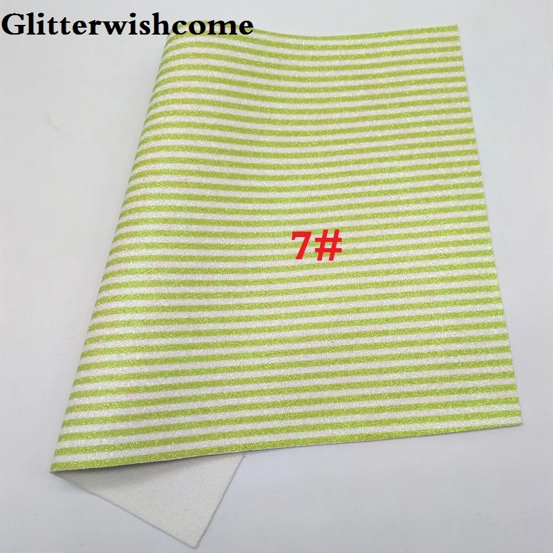 Glitterwishcome 21X29 см A4 Размер печатные полосы блеск синтетическая кожа искусственная из искусственной кожи Ткань Винил для бантов, GM025A - Цвет: 7
