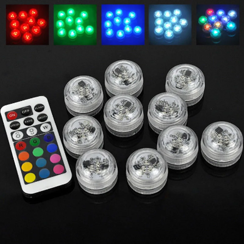 

IP68 Waterproof3/10/13LED RGB Multicolour Underwater Night Lamp Submersible Tea Lights for Aquarium Vase Base Pond Wedding Party