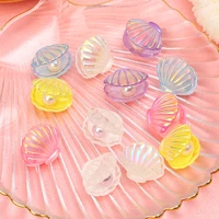 10pcs simulation shell pearl resin ornament diy patch craft supplies phone shell art decor girl hair accessories home materials