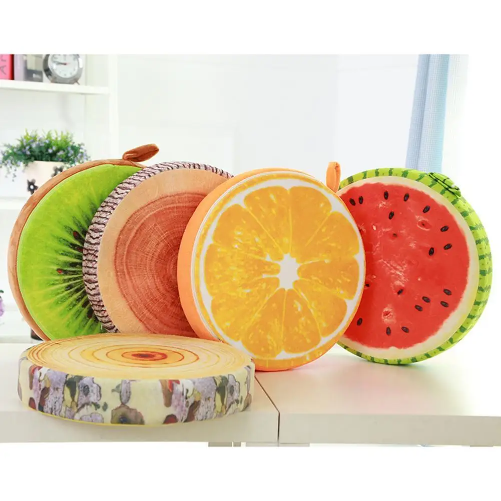 

3D Fruit Round Cushion Round Pillow Stuffed Decor Fruits Toy Novelty Sofa Throw Pillow Decorative Clear Pillows Sofa Mat