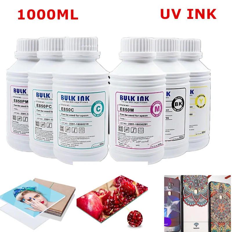 

1000ML LED UV Ink For DX4 DX5 DX6 DX7 Printhead For EPSON R1900 R2000 R3000 4800 4880 7800 7880 9800 9880 UV Modified Printer