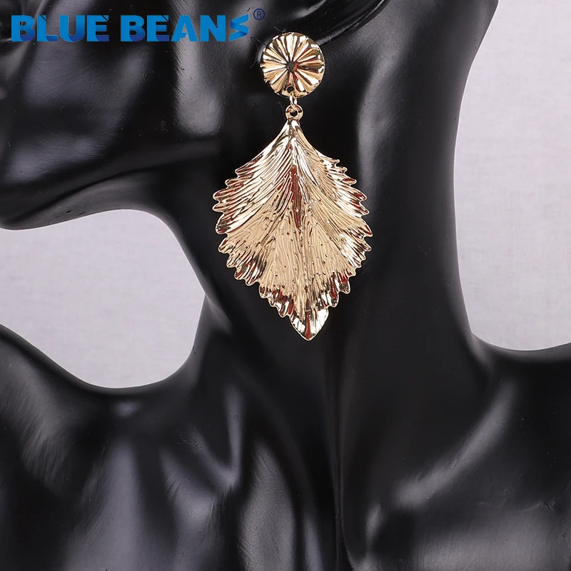 Простые Модные висячие серьги с листьями серебряными и золотыми подвесками для