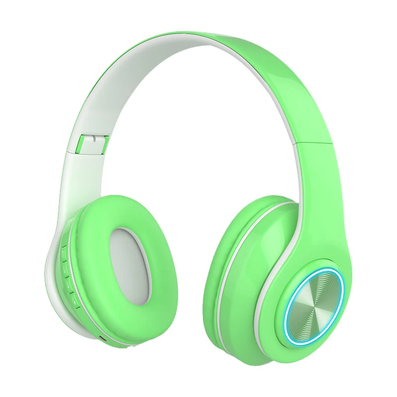 

New Arrival Bluetooth 5.0 Headphones LED Noise Cancelling Girls Kids Cute Headset Jack 3.5mm Built-in Mic Wireless Headphones