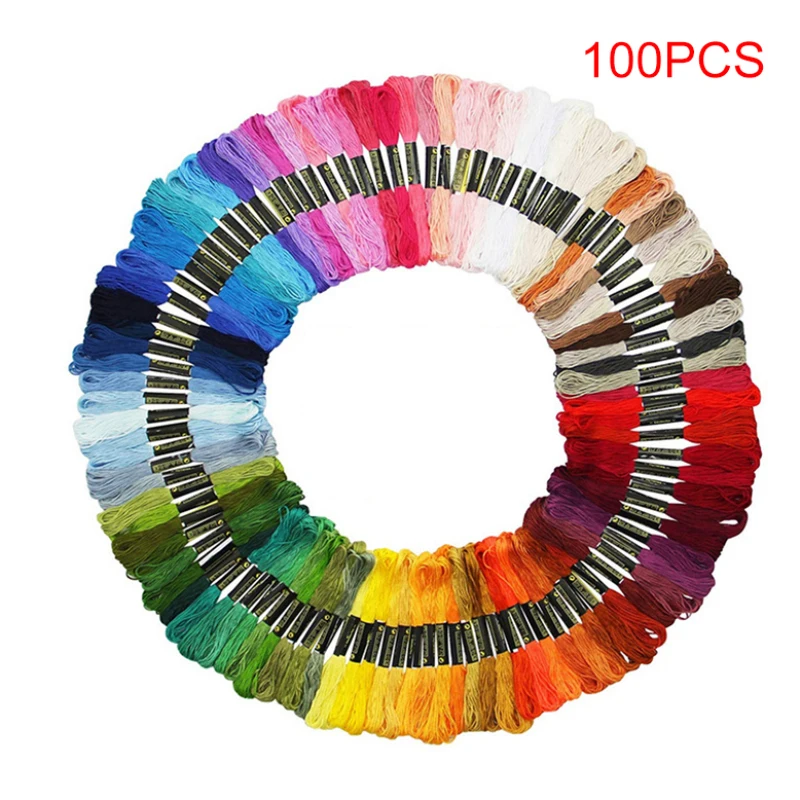 100pcs Новинка 50/100 шт случайный цвет вышивка DIY с черными полосками ветка нить, Аналогичная DMC нить Skein Вышивка крестом - Цвет: 100pcs