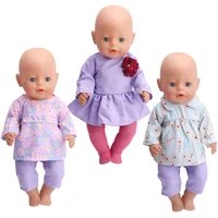 40 43 cm boy american dolls clothes fall purple print suit dress newborn baby toys accessories fit 18 inch girls doll gift f1