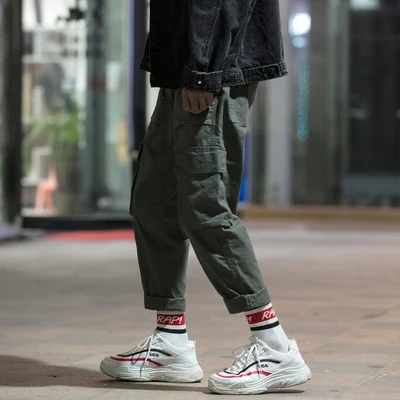 

2021 tooling pants men's straight black tide brand loose summer thin army green 9 points casual 9 points