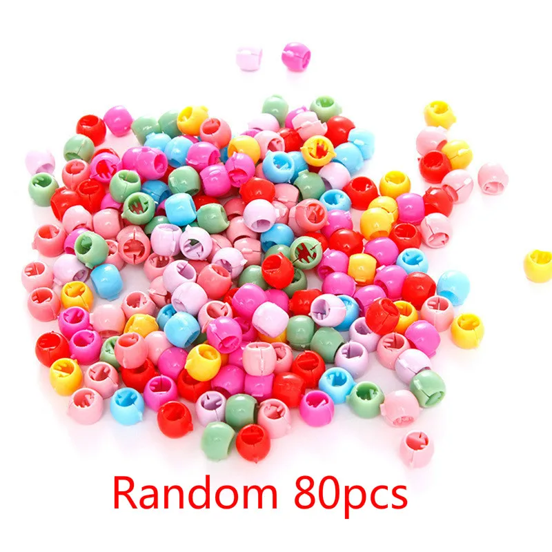 80pcs 80 шт. милые конфеты цвета пластиковые заколки мини-зажим для волос заколки устройство для плетения косы бусины аксессуары для волос - Цвет: 80pcs