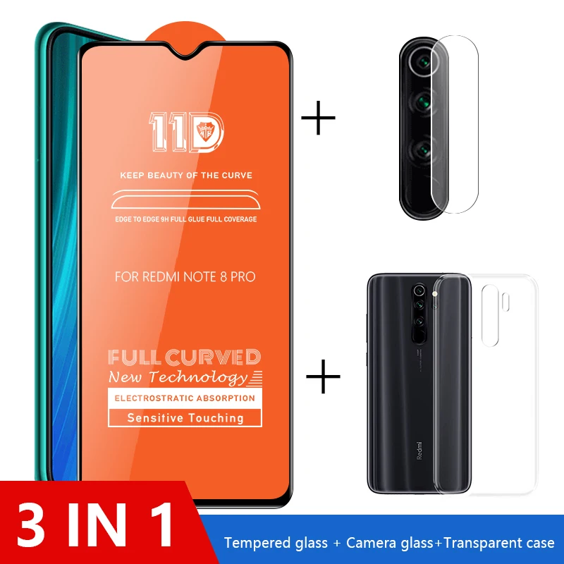 3 в 1 чехол+ Защитное стекло для redmi note 8 7 pro защита экрана стекло для объектива на xiomi redmi note 8 7 pro стекло для камеры