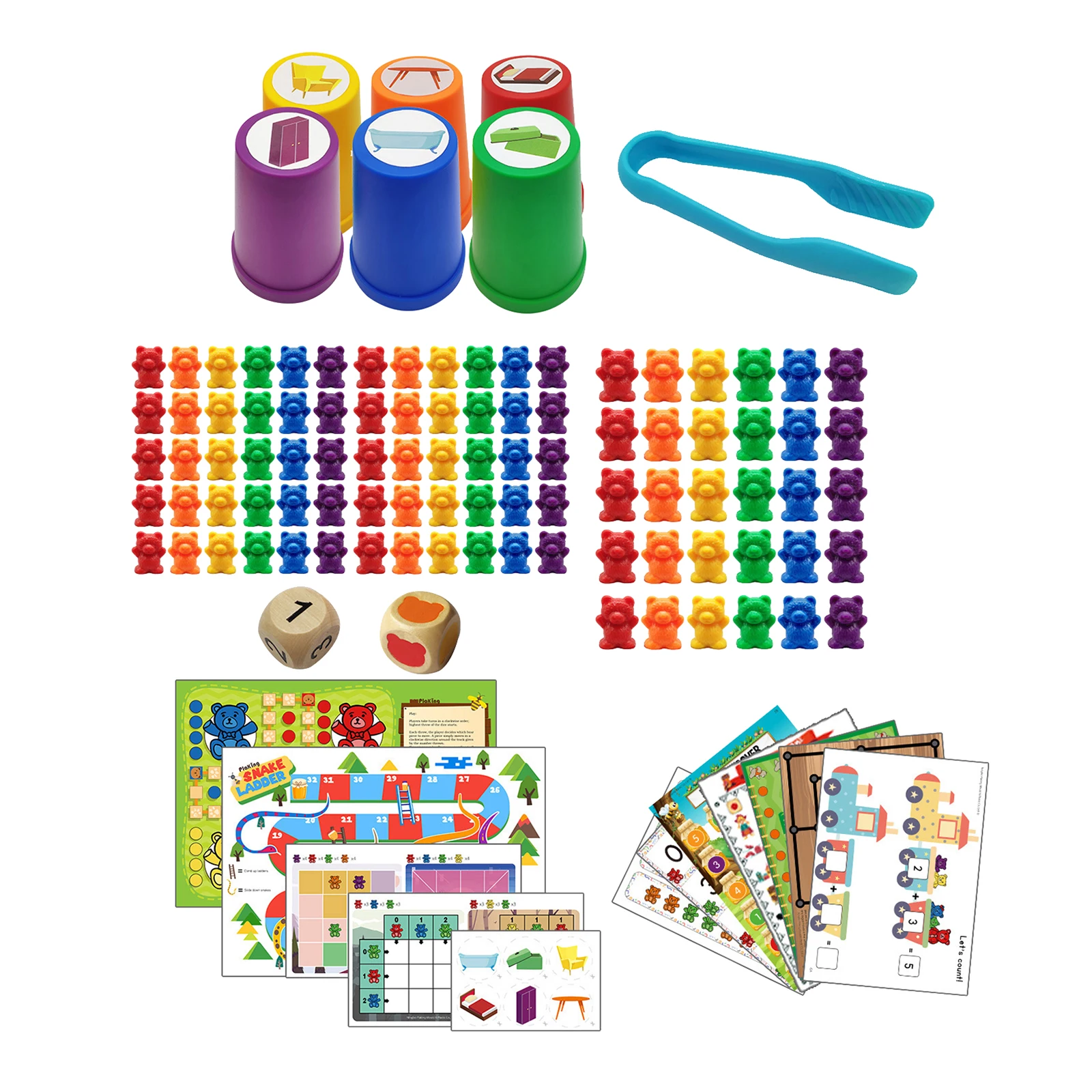 

Education Count Bear Color Matching Sort Cup Math manipulatives Home Learning