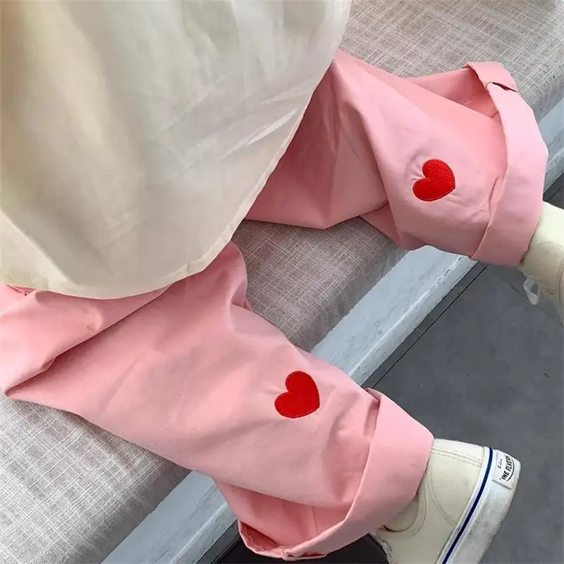 

Pink Women's Jeans High Waist 2022 Chic Design Streetwear Harajuku Baggy Wide Leg Pants Casual Female Straight Denim Trouser