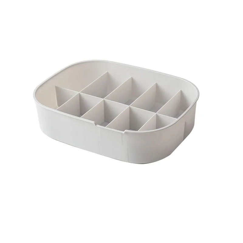 oval White 10 no lid Бытовая пластиковая коробка для хранения нижнего белья с отметкой отсек шкаф Органайзер с крышкой для нижнего белья носки - Цвет: oval White 10 no lid