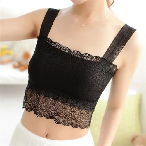 Sexy Women Lace Floral Stretch Strapless Bandeau Bra Boob Tube Crop Top Vest |