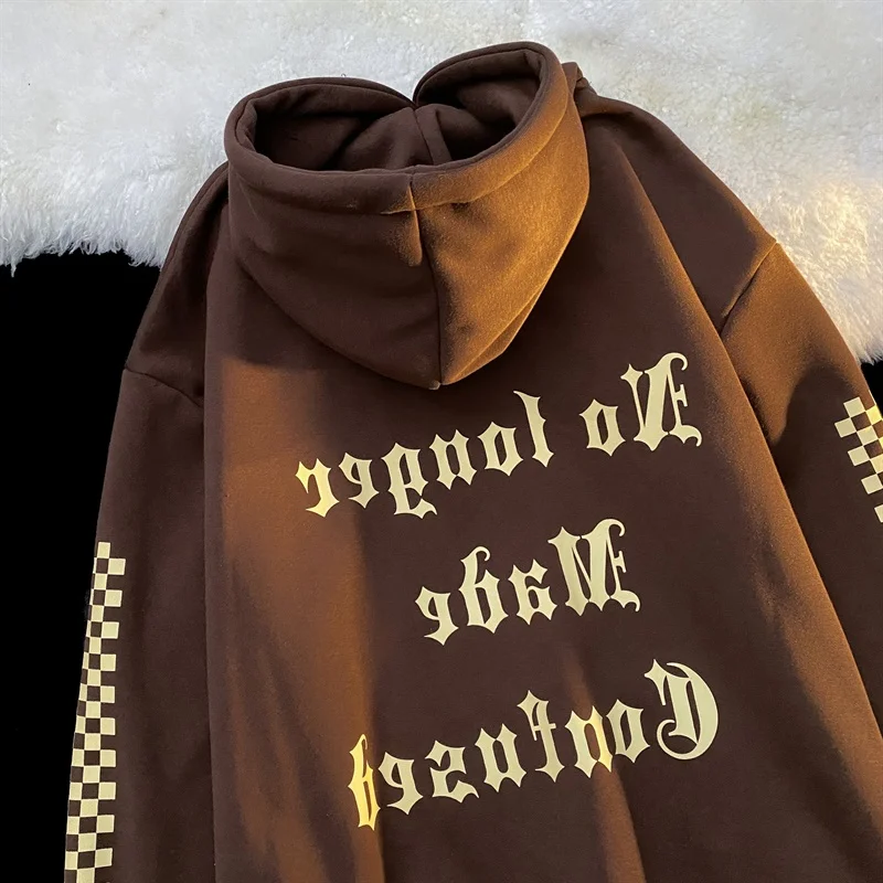 Осенне-зимние теплые толстовки с капюшоном женские винтажные свитшоты оверсайз