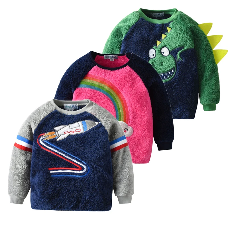 Топы с рисунком ракеты для маленьких мальчиков и девочек блузка длинными