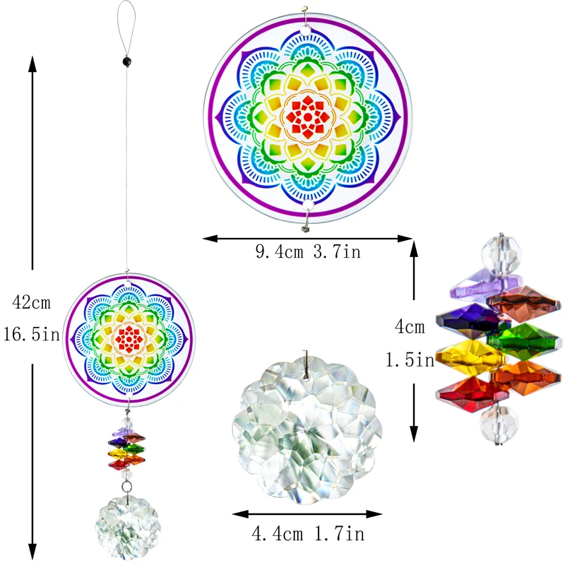 

H&D Colorful Glass Manada Suncatcher for Indoor Window Decor Rainbow Maker Hanging Crystals Sun Catcher Gift Wedding Decorations