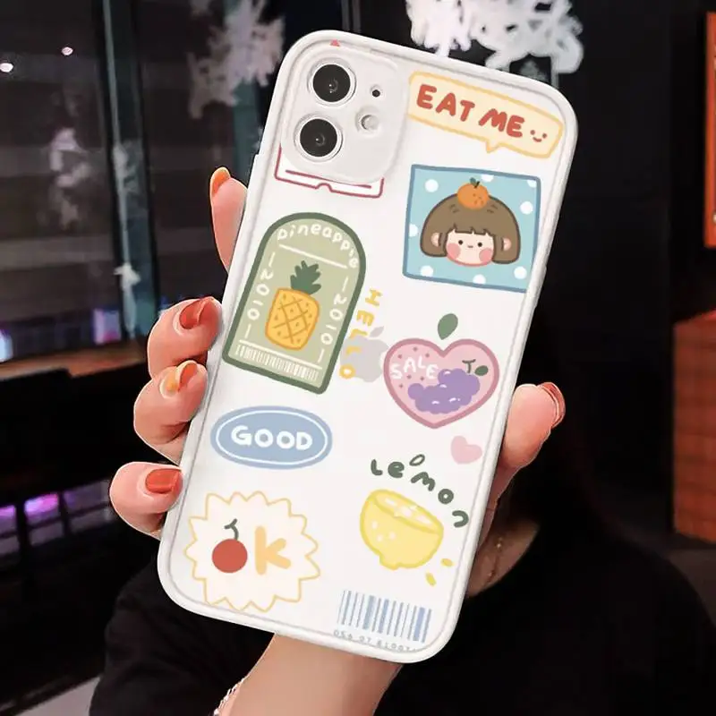 

Cute anime girl snacks Phone Case Matte Transparent for iPhone 7 8 11 12 s mini pro X XS XR MAX Plus cover funda