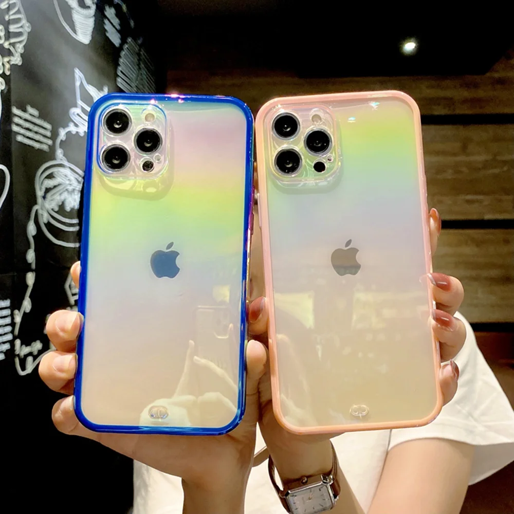 

Fashion colorful Transparent Anti-shock Frame Phone Case For Huawei Mate 30 40 P40 Pro Soft TPU Protection Back Cover