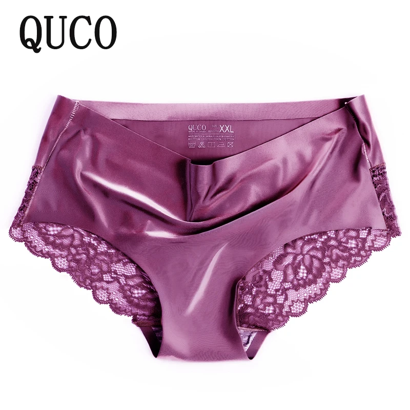 

QUCO Brand Sexy Underwear Women Panties Lingerie Women's Transparent Briefs Sexy Ice silk seamless underwear women