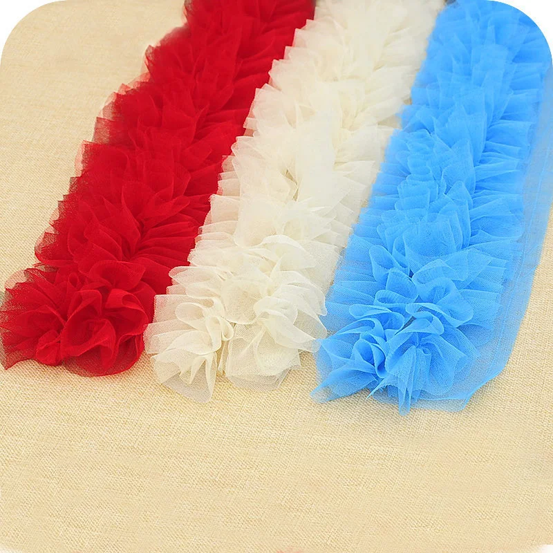 

Пышная плиссированная юбка-баллон с кружевной отделкой, 12 см, сетчатая кружевная лента, аксессуары для кружевной ткани, свадебное украшение-пачка