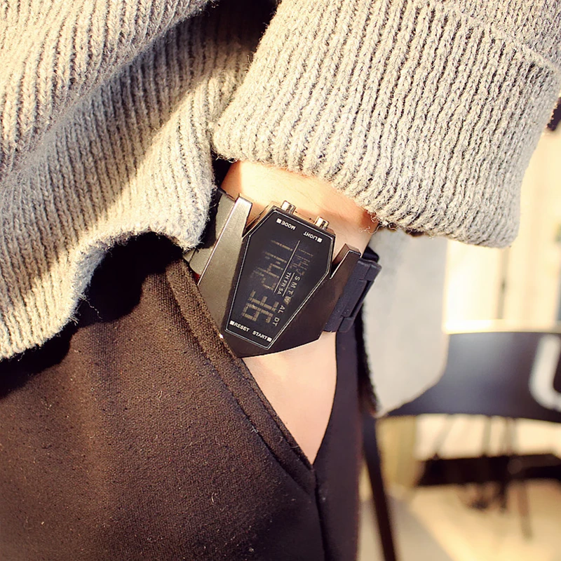 Светодиодный самолет детские часы цветной фонарик спортивные цифровые наручные