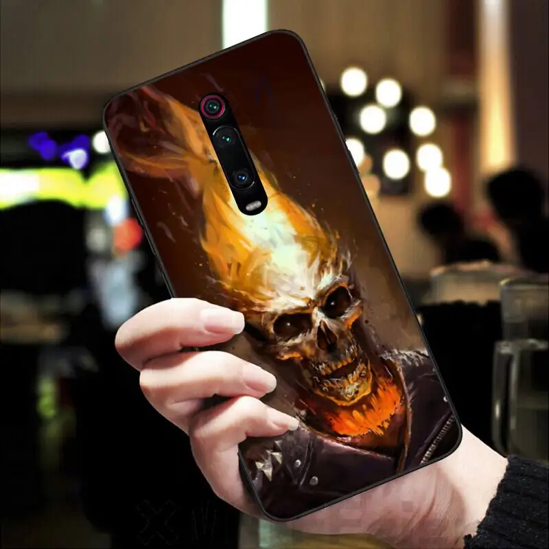 LJHYDFCNB панк Пламя Череп Обложка черный мягкий чехол для телефона Redmi K20 Note4 4X 5 5A 6 6PRO 7