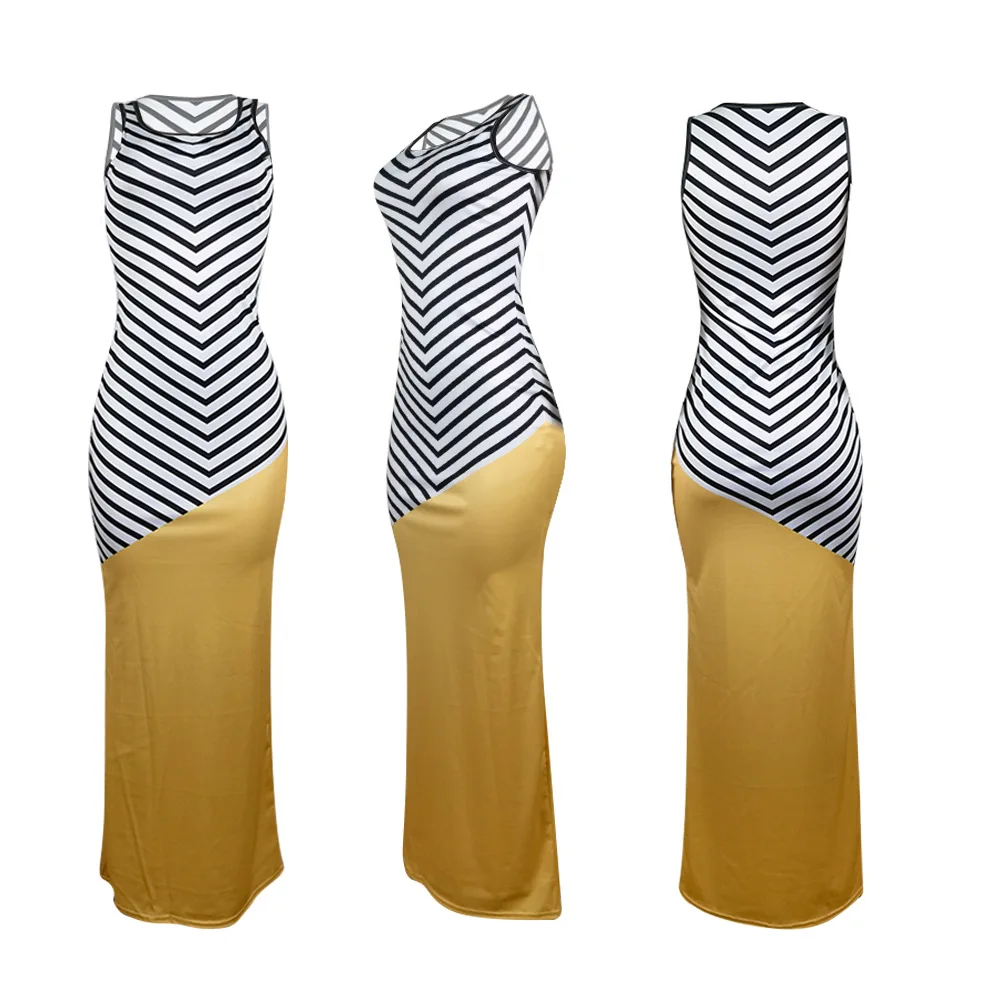 

Women Dress European and American Fashion Vestido Women's 2021 Summer Casual Sleeveless Vest Stitching Printed Dress Donsignet