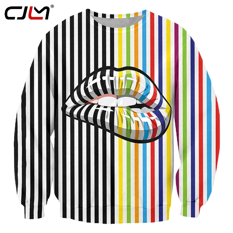 CJLM новый мужской Готический пуловер с 3D рисунком пламени и губ горячая