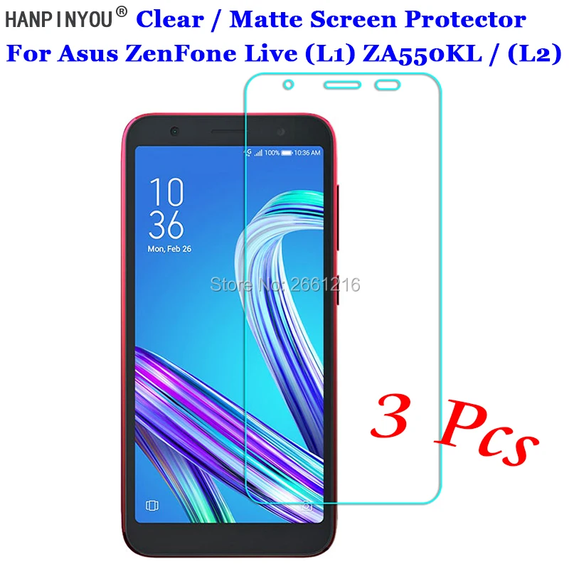 

3 Pcs For Asus ZenFone Live L1 ZA550KL ZB556KL L2 HD Clear / Anti-Glare Matte Front Screen Protector Touch Film Protection Skin