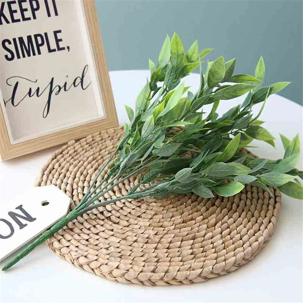 2pcs 6 Fork 4 Color Begonia Flower Small Plastic Leaf Bottoming Grass Wedding Road Lead Special Fake Table Decoration | Дом и сад