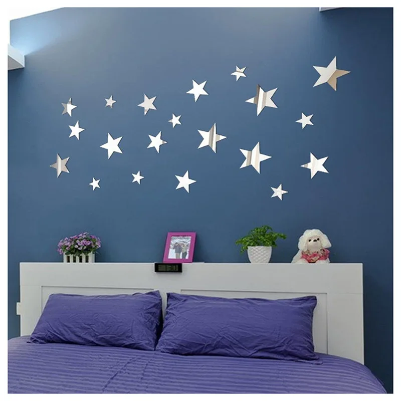 

20pcs DIY Acrylic Mirror Wall Stickers Star Art Mirror Stickers Bedroom Living Room Decoration Japanese Decoration Wall Decor