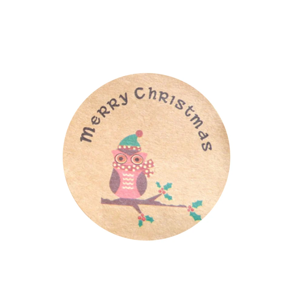 Красивая этикетка для запечатывания Рождественская Сова печенье крафт 12 шт/лист