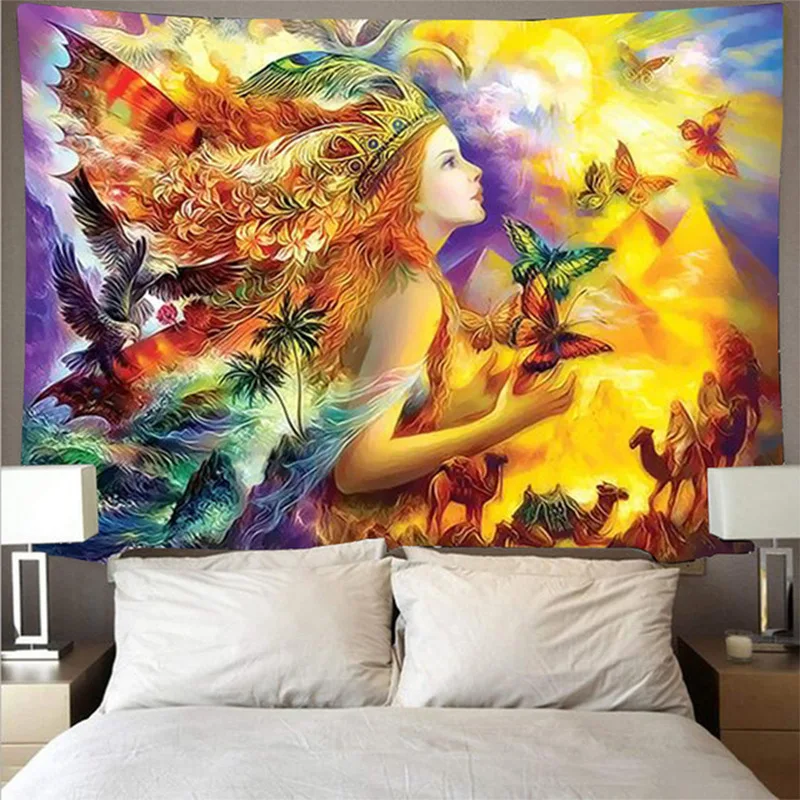 Nordic цветная юбка для девочки Стены психоделический гобелен спальня wall art