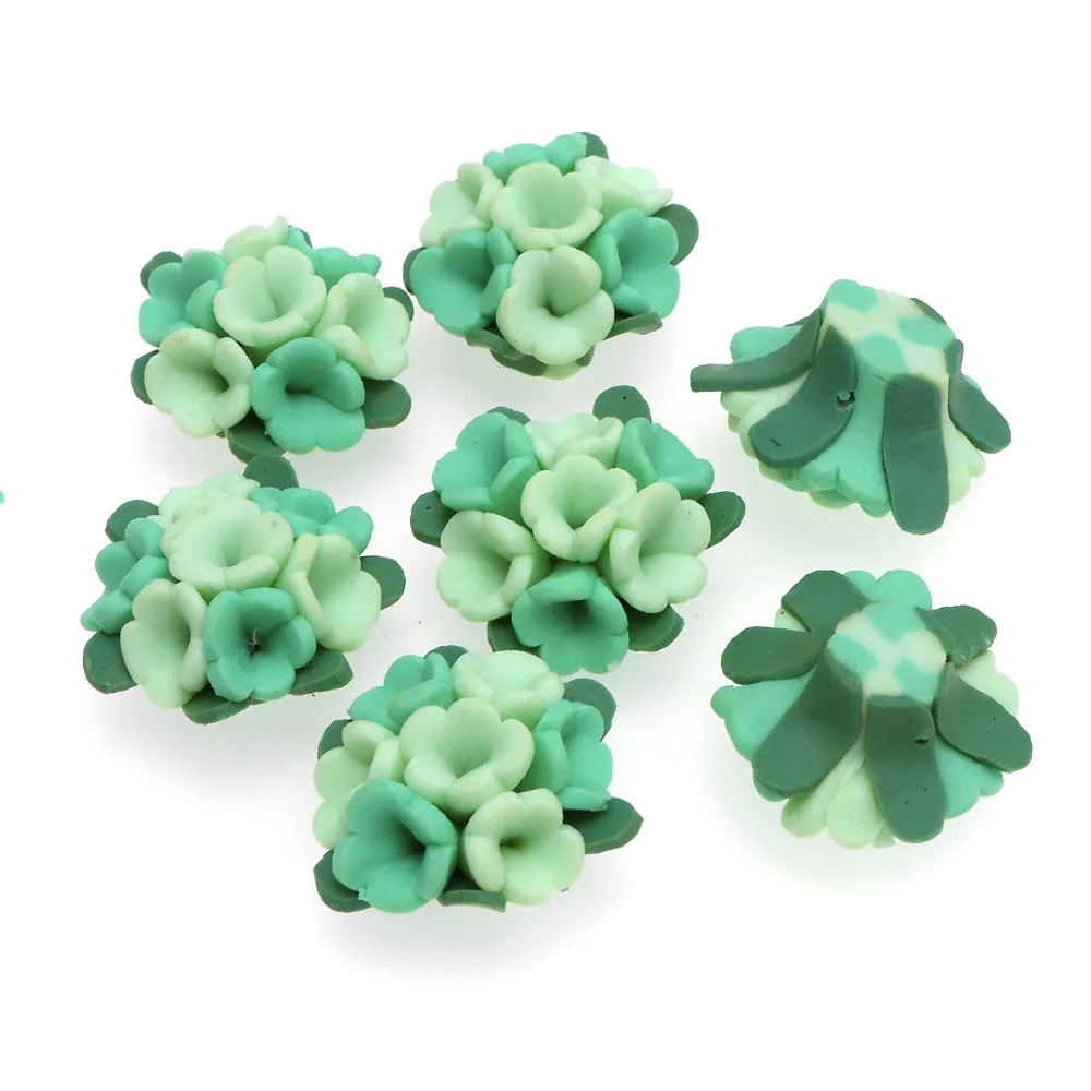 10 шт. бусины из полимерной глины с тремя тычинками|Бусины| |