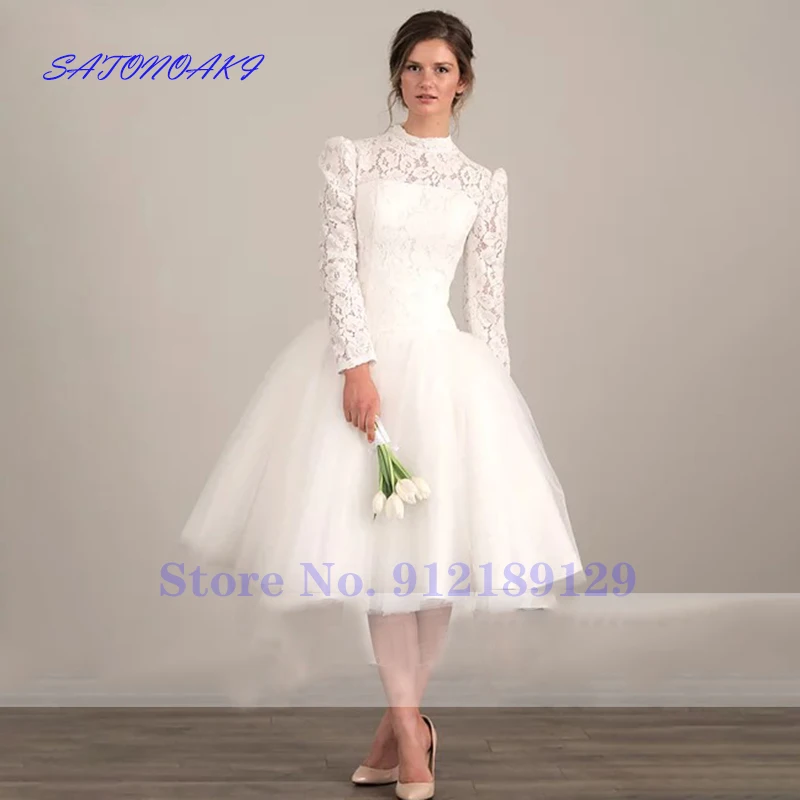 Женское свадебное платье It's yiiya белое короткое в мусульманском стиле