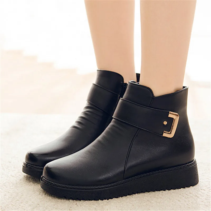 Upupper/модные женские ботинки теплые ботильоны на меху зимние женская обувь из