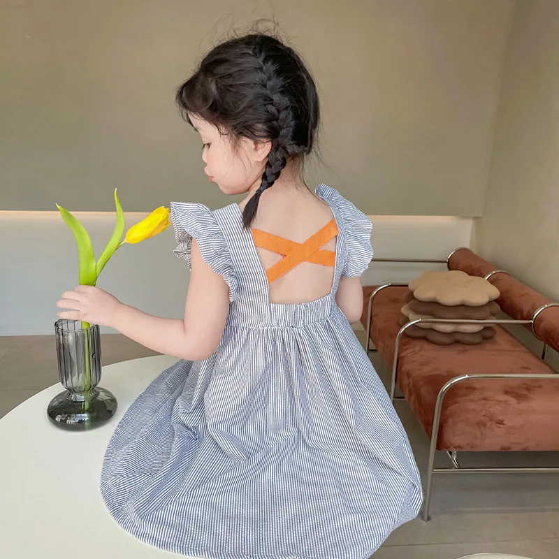 

Kids Dress For Girl 2021 Summer Halter Cross Dresses 1 2 3 4 5 6 Years Baby Girls vestidos Costumes Children Girls Casual Wear