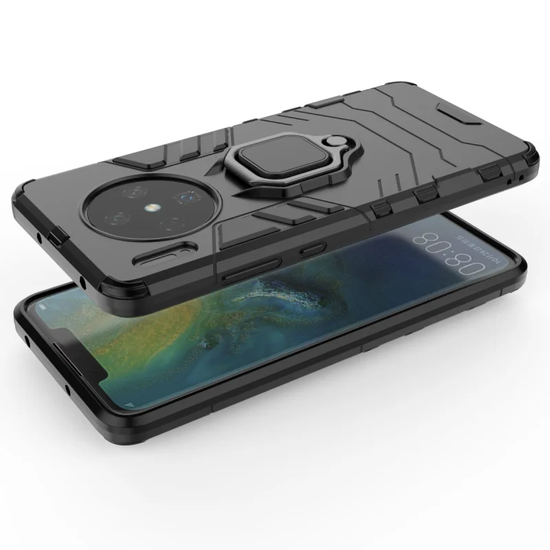 

Fashion Armor Phone Case For Huawei Honor Mate Nova 30 20 20X Pro 10 Lite 3E 3 P20 20S P30 4E 2019 Metal Ring Holder Stand Cover