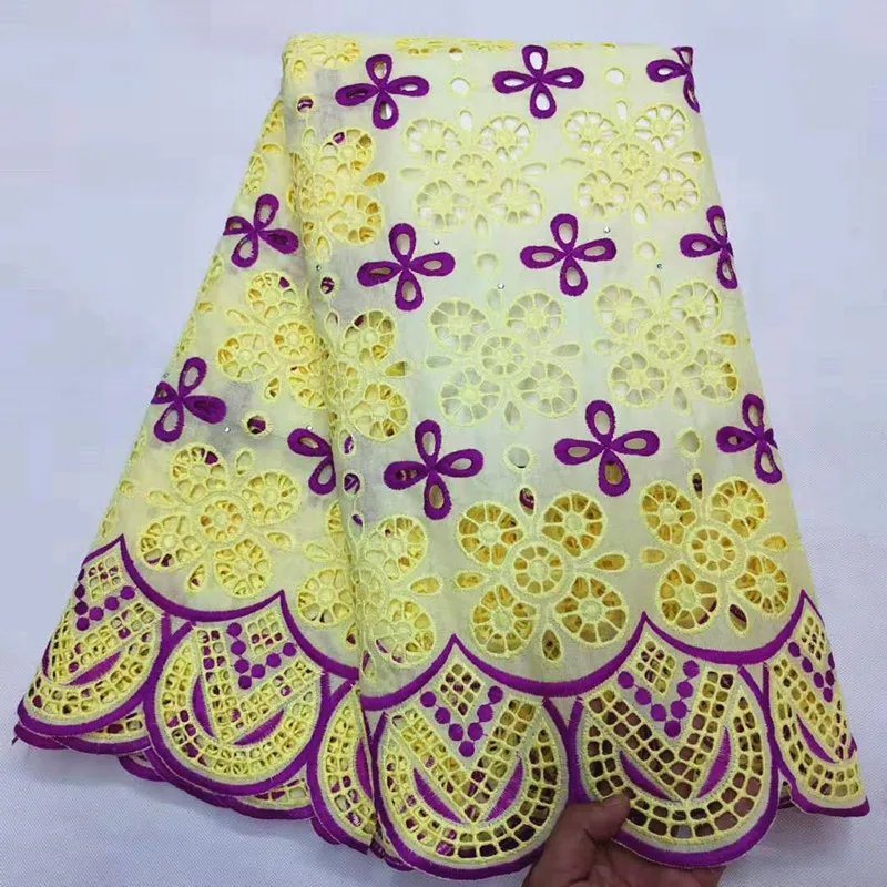 yellow swiss voile lace in switzerland african lace fabric tissu broderie africain suisse pink french lace fabric for women5yard/lot - Color: yellow