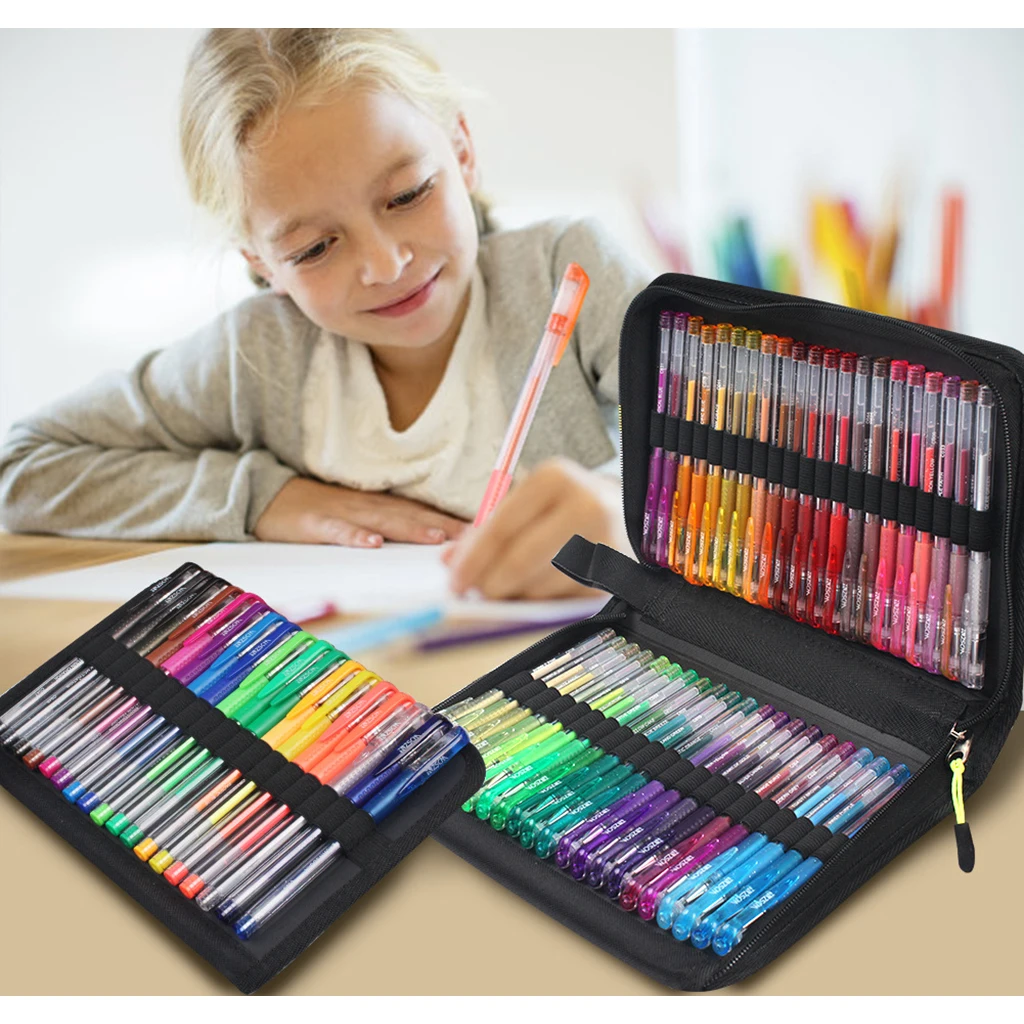 Juego de bol&iacute;grafos de Gel con purpurina para adultos, rotuladores art&iacute;sticos para libros de colores, 121 unidades-0